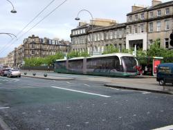 Artist's impression of a modern trolleybus in Edinburgh